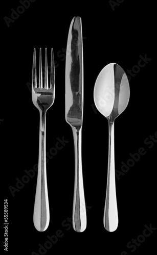 table cutlery black background
