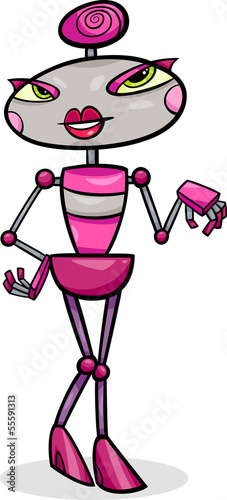 cartoon female robot illustration