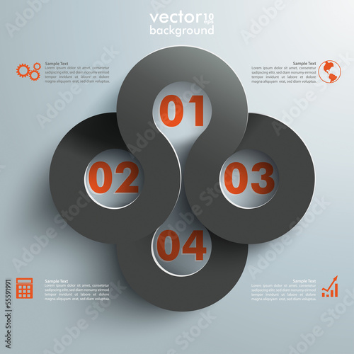 Connected Circles 4 Options Black Orange