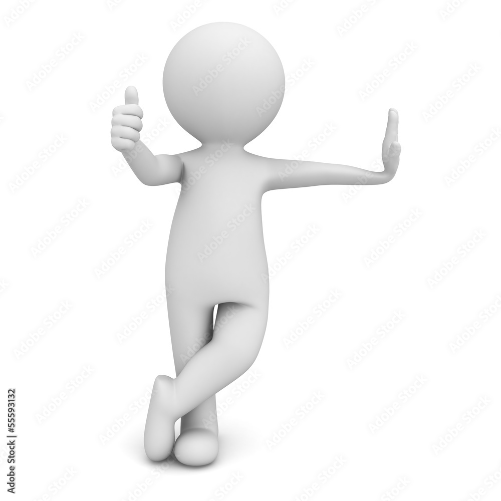 3d man leaning on something and giving thumbs up sign isolated 3d man leaning on something and giving thumbs up sign isolated