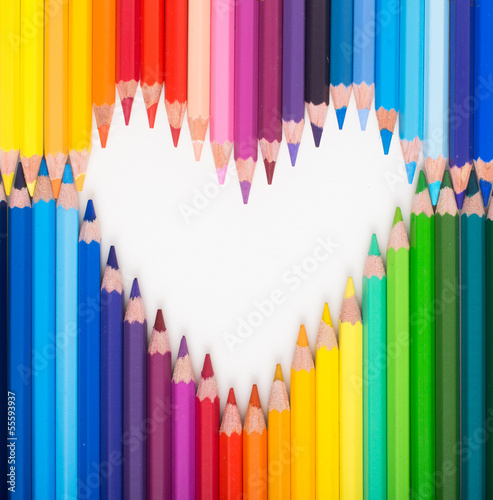 Colour pencils. Heart shape