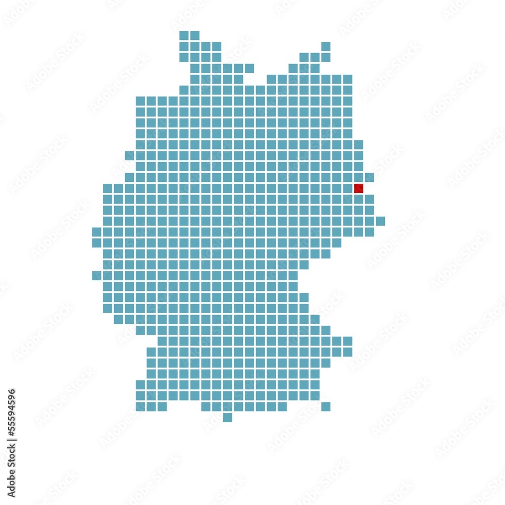 Markierung von Cottbus auf vereinfachter Deutschlandkarte