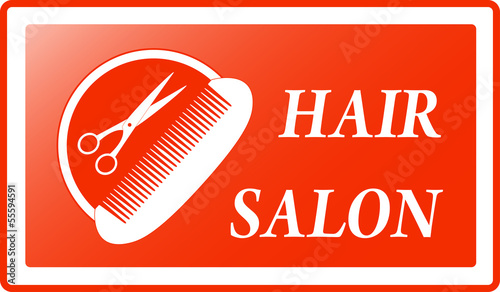 red style background for hair salon sign