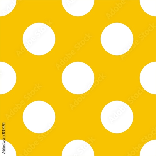 Seamless vector pattern big white polka dots yellow background