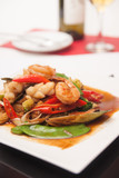 Thai stir fried seafood with tom yum sauce.
