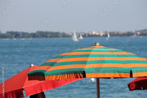 beach umbrella at lake