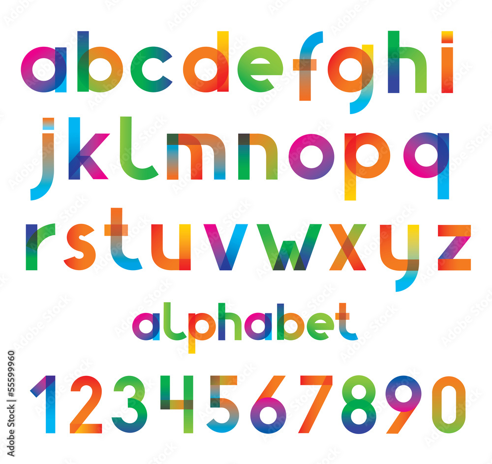 Colorful  font and numbers.