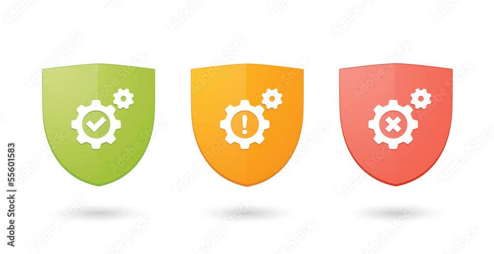 A set of informatic protection shield icons