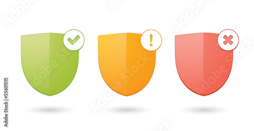 A set of informatic protection shield icons