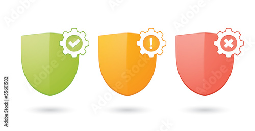 A set of informatic protection shield icons