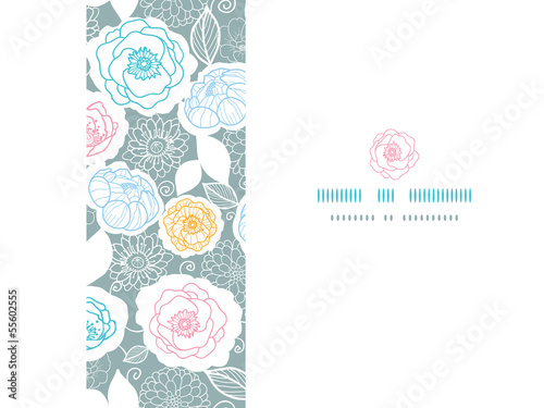 Vector silver and colors florals horizontal seamless pattern