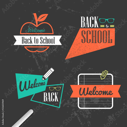 Colorful back to school vintage ribbons set.