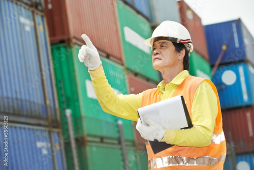 Photography chinese dock warehouse worker