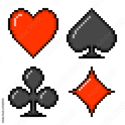 8-bit pixel card suits