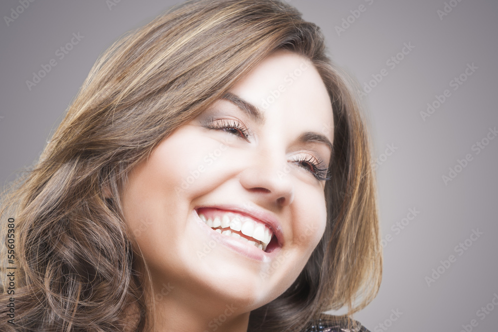 Young Brunette woman showing Positive Emotions