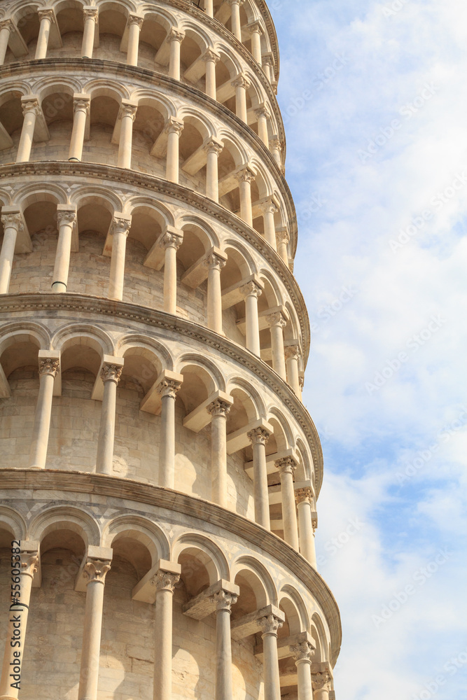 Detail of the leaning tower of Pisa