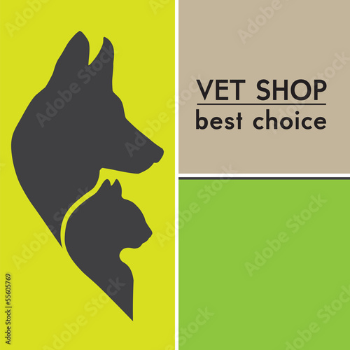 Dog's and Cat's Silhouettes. Veterinary shop poster photo