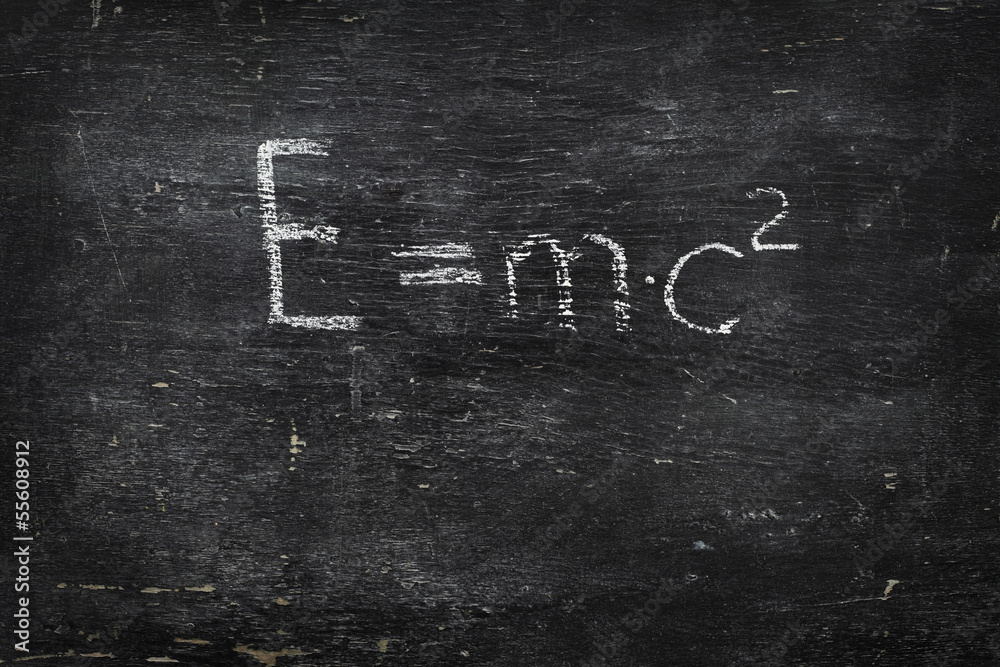 Fototapeta premium Chalk on black board: E=mc2 formula