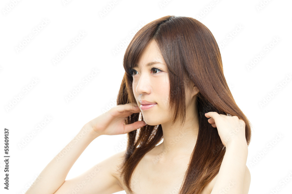 Beautiful hair woman on white background Beautiful hair woman on white background