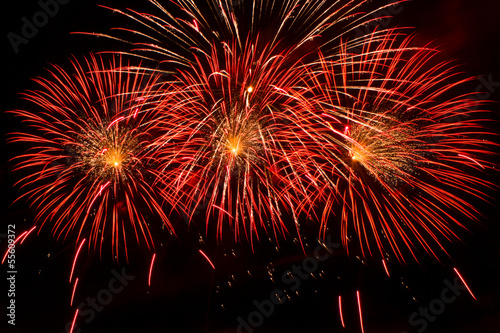 bursts of Red and Orange Fireworks