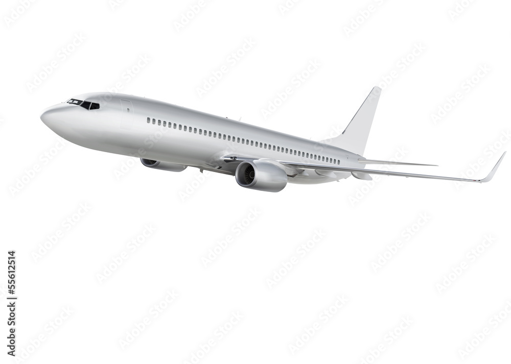 airplane on white background with path