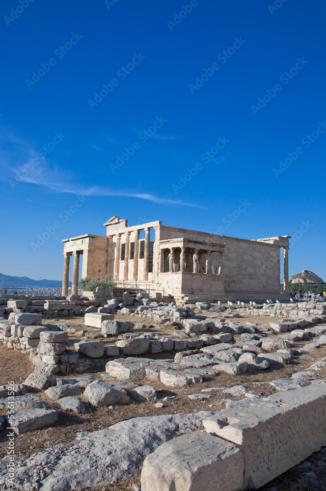 The Erechtheion on Acropolis of Athens in Greece.