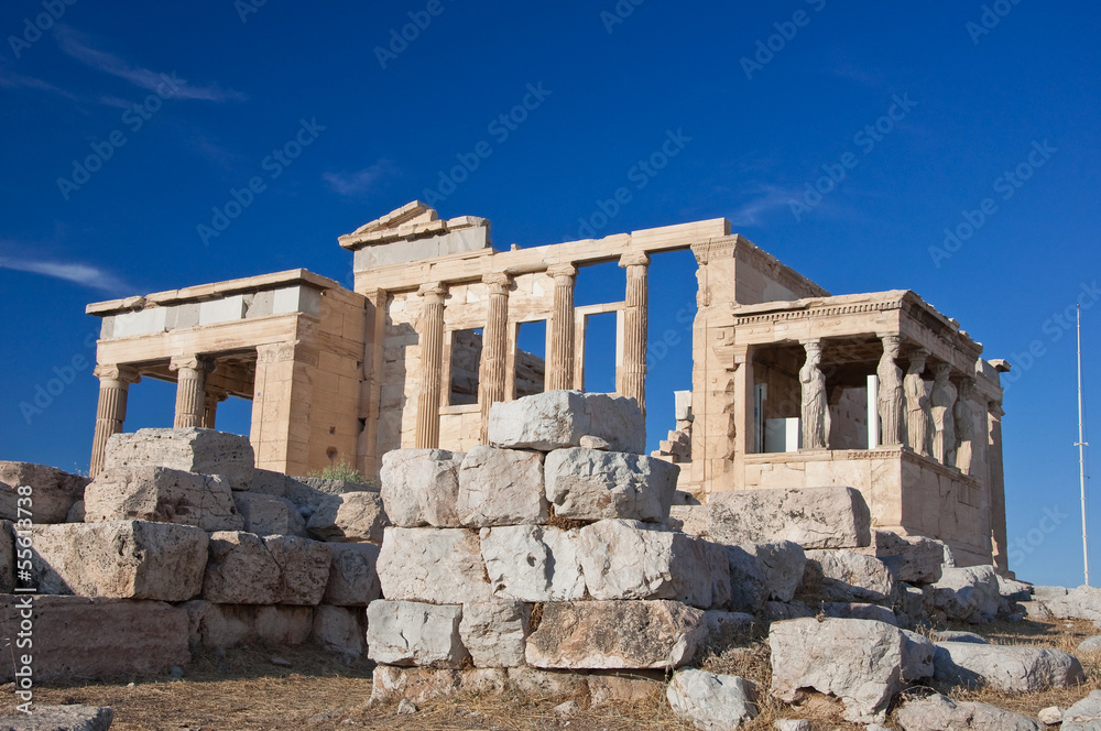 The Erechtheion on Acropolis of Athens in Greece.