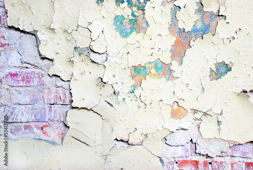 Фотография Old paint peeling from wall