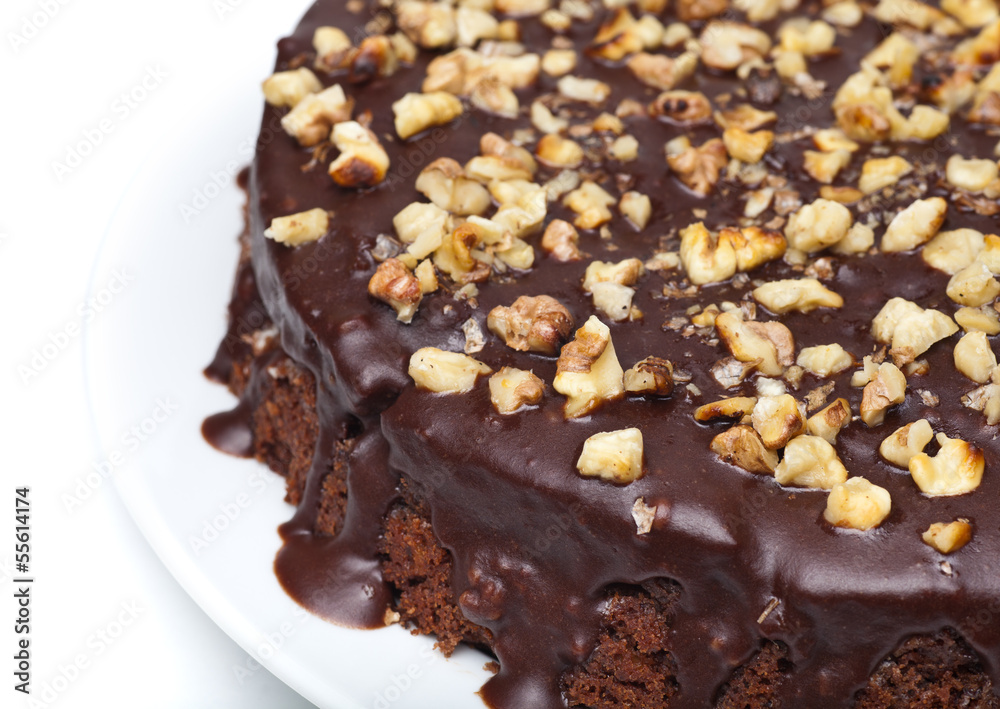 chocolate cake with walnuts and icing chocolate cake with walnuts and icing