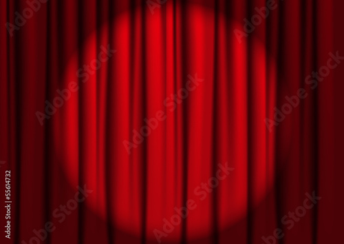 Red curtains with light