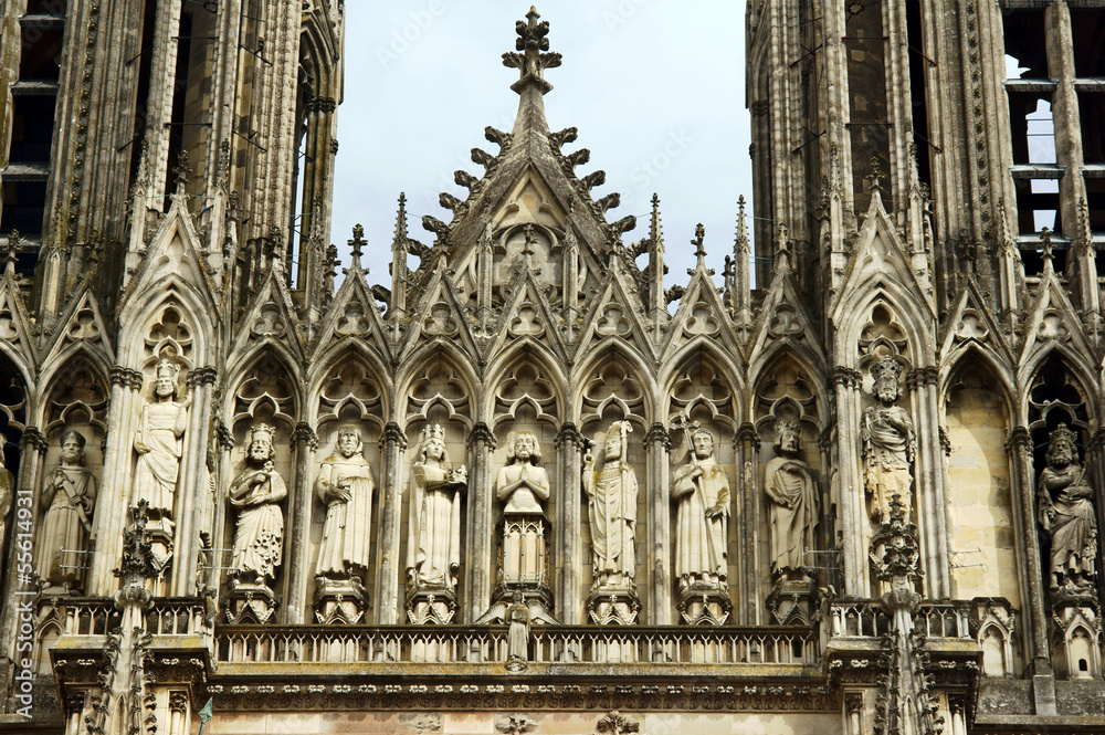 Facade of Cathedral Notre-Dame de Reims, France.