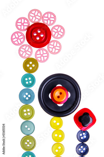 Flowers made of  sewing buttons