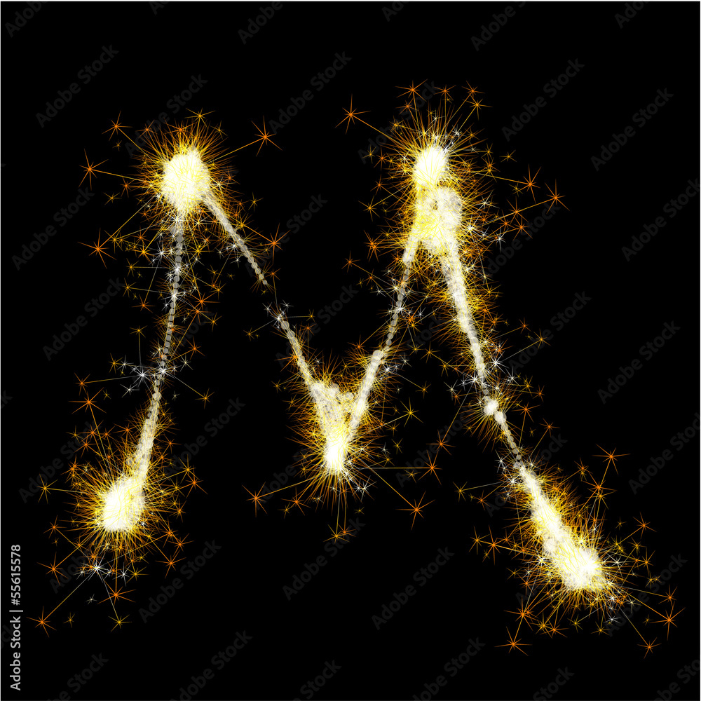 Vector sparkler alphabet.
