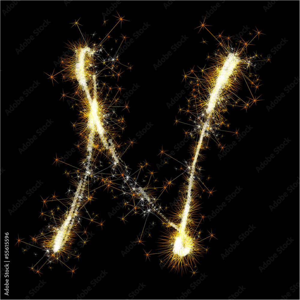 Vector sparkler alphabet.
