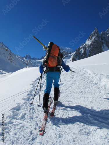 Ski touring in winter Alps