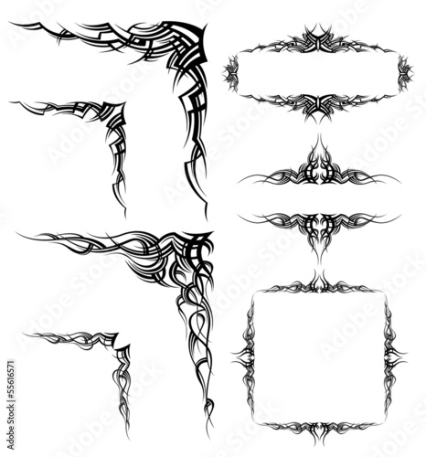 set of ornamented design elements