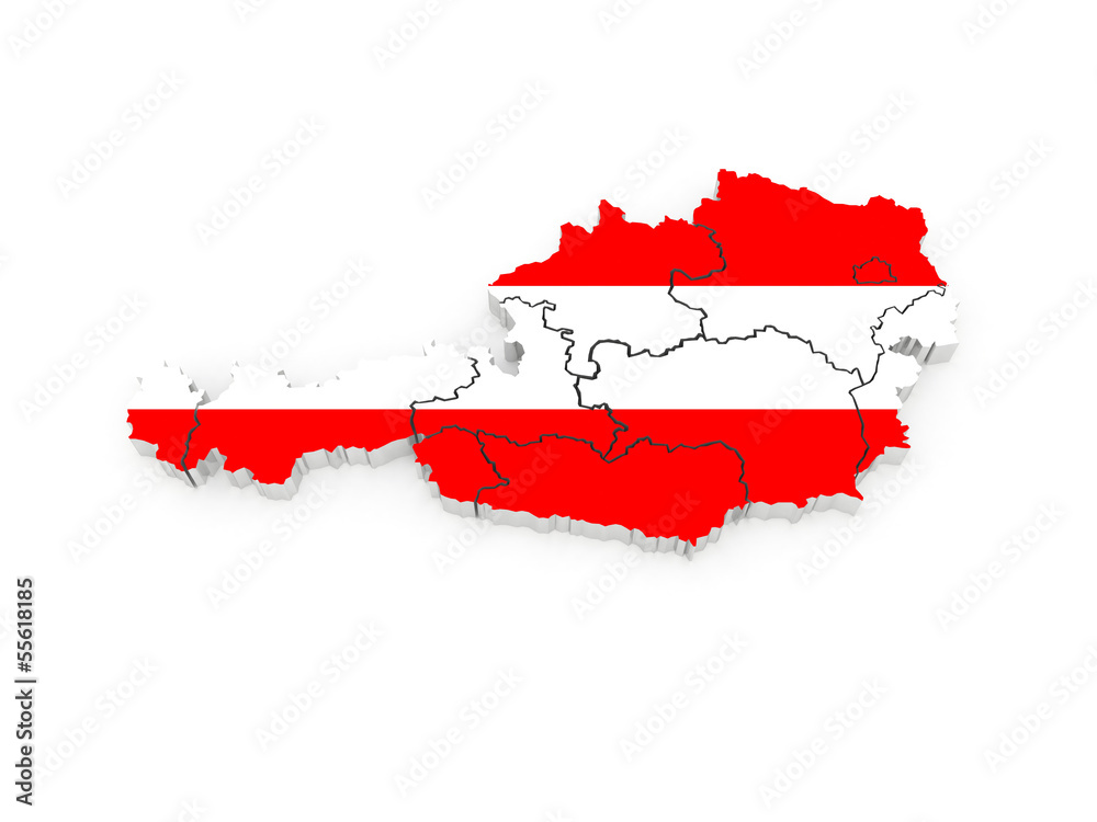 Three-dimensional map of Austria. Three-dimensional map of Austria.