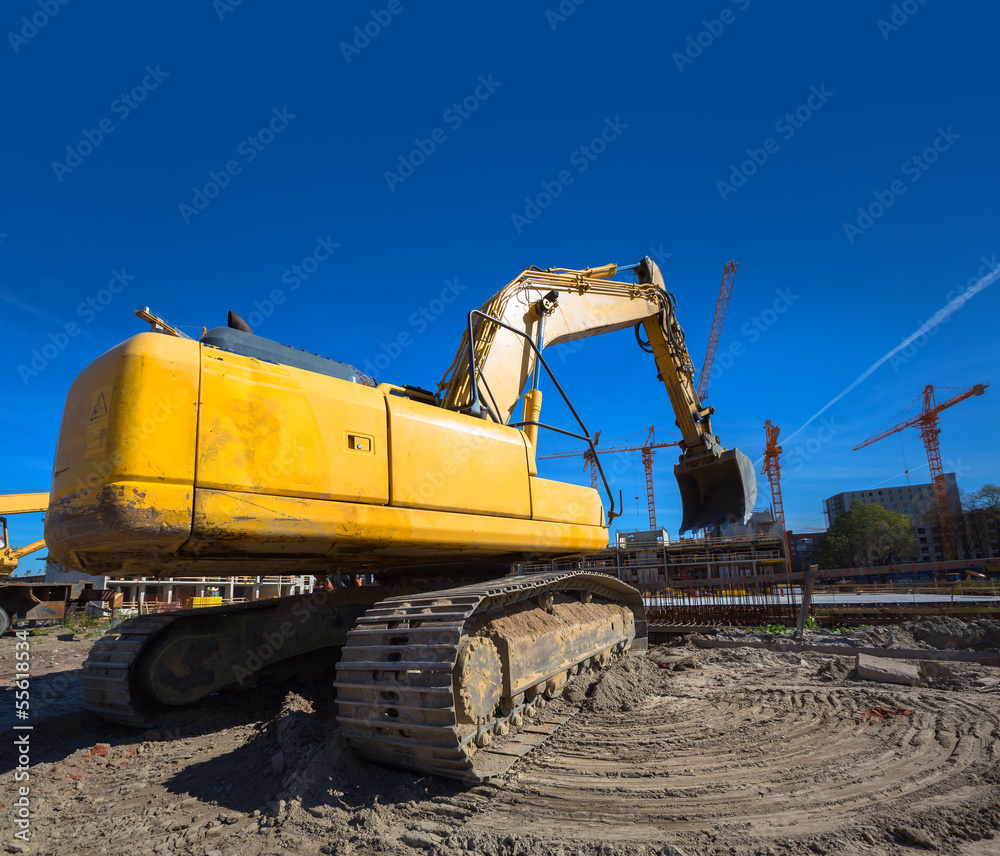 Excavator on new construction site