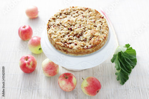 apple cake with rhubarb
