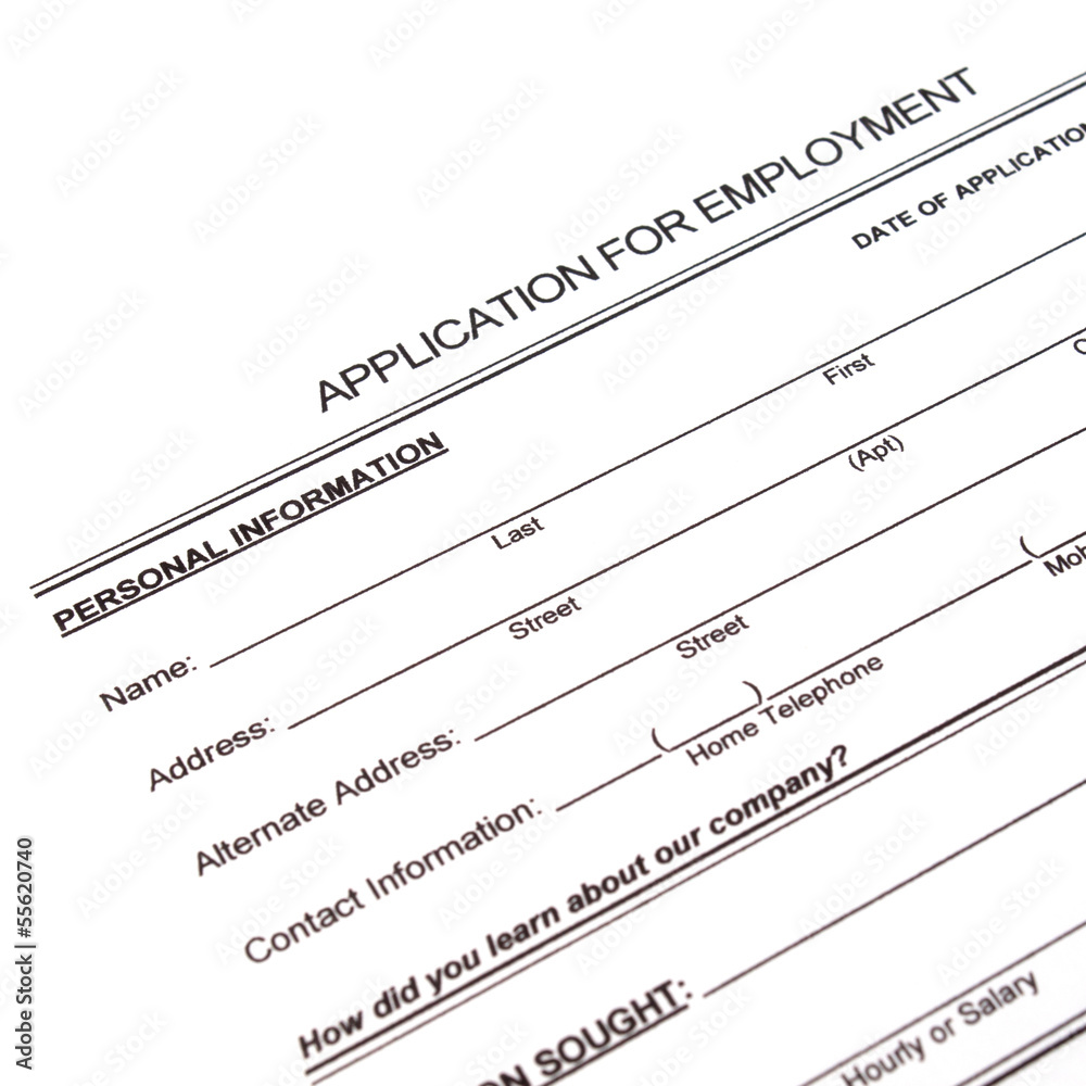 Application form concept for applying for a job,Name Application form concept for applying for a job,Name