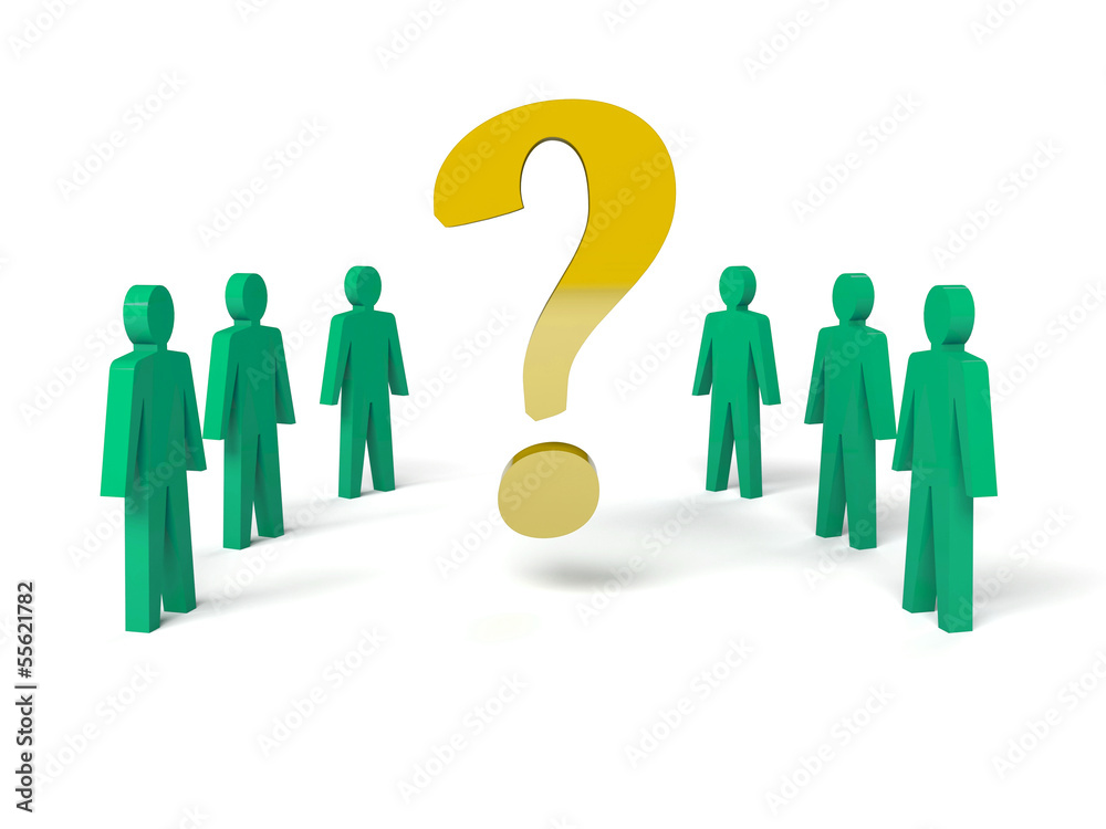 Group of man with a question mark. Concept 3D illustration. Group of man with a question mark. Concept 3D illustration.