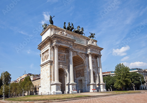 Arc of Peace ( XIX c.) in Sempione Park. Milan, Italy