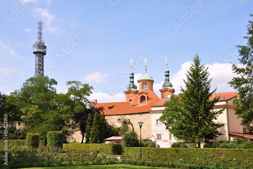 Petrin Tower in Prague park photo