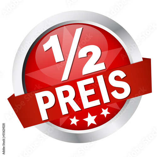 Button mit Banner " 1/2 PREIS "