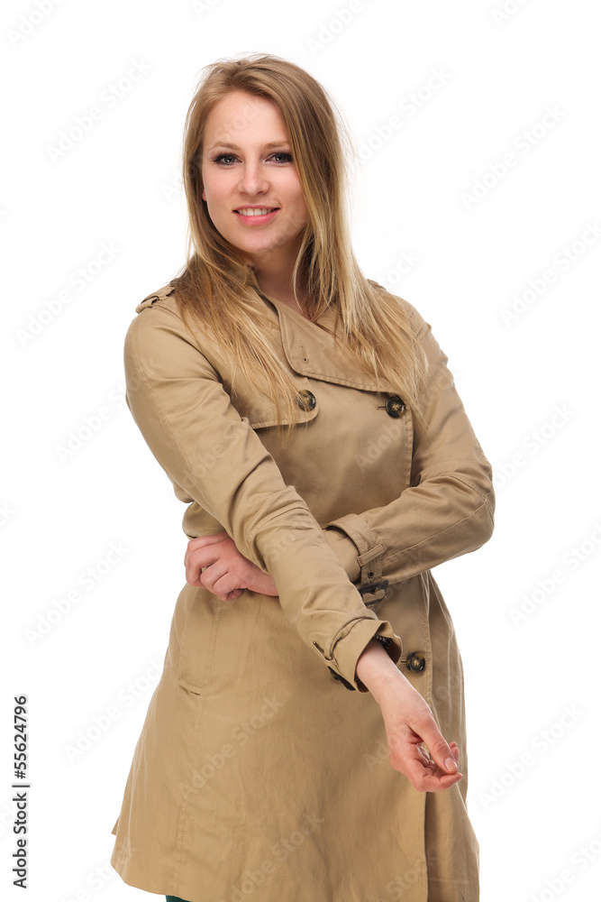 Attractive young woman in brown coat Attractive young woman in brown coat