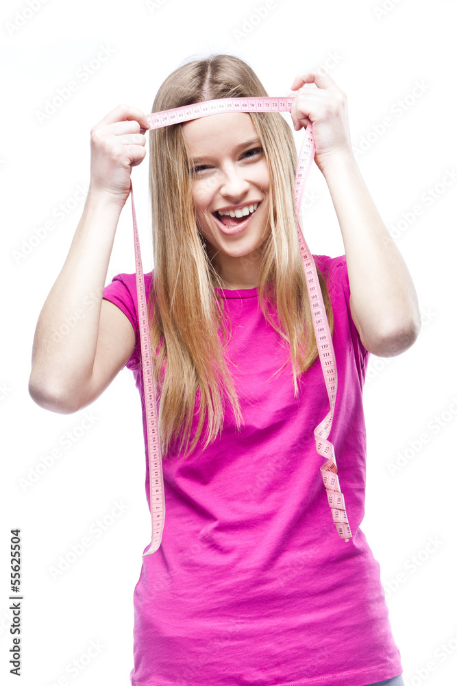 young beautiful woman holding meter young beautiful woman holding meter