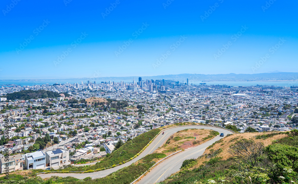 San Francisco downtown view from Twin Peaks, California, USA