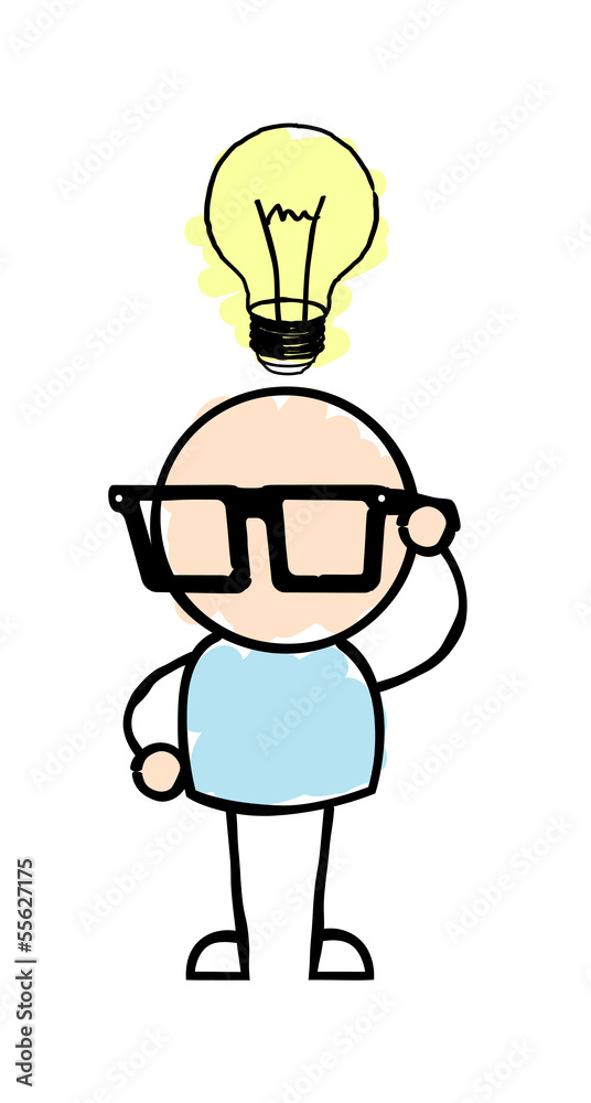 Obraz premium Man with Glasses Having an Idea