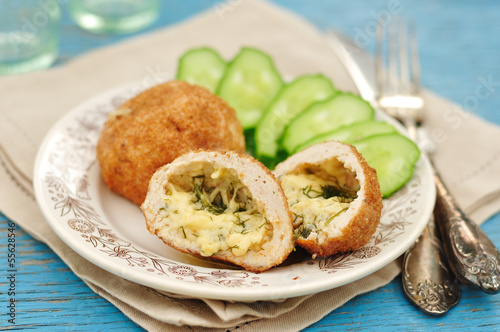 Chicken Meatballs Stuffed with Cheese and Dill