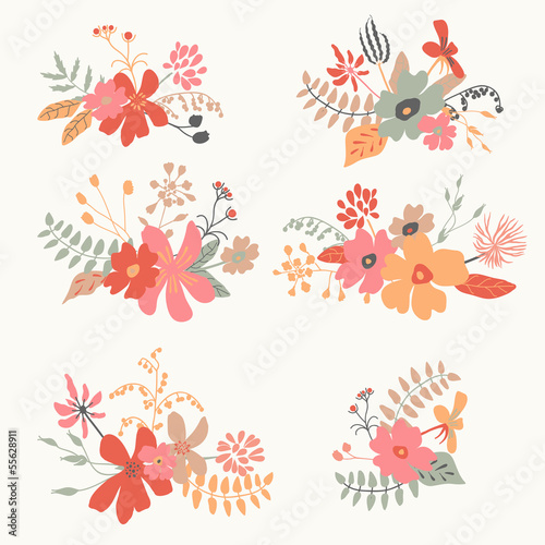 Set of six graphic floral design